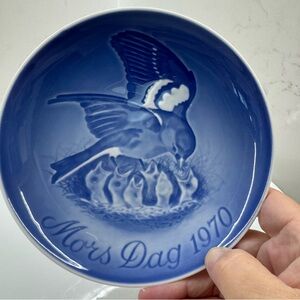 Bing & Grondahl Plate Sparrow With Hatchlings Mother's Day 1970 Mors Dag Denmark